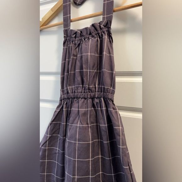 NWOT Girls Gingham Dusty Periwinkle halter dress. - Picture 3 of 10